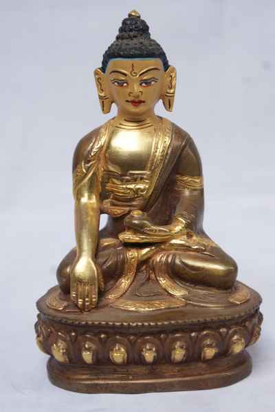 Shakyamuni Buddha Statue, [partly Gold Plated], [painted Face]