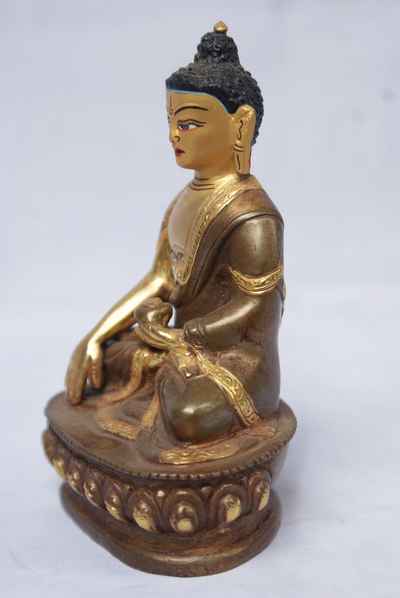 Shakyamuni Buddha Statue, [partly Gold Plated], [painted Face]