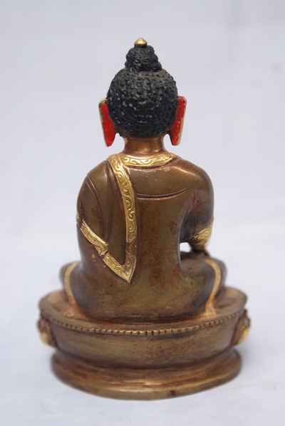 Shakyamuni Buddha Statue, [partly Gold Plated], [painted Face]