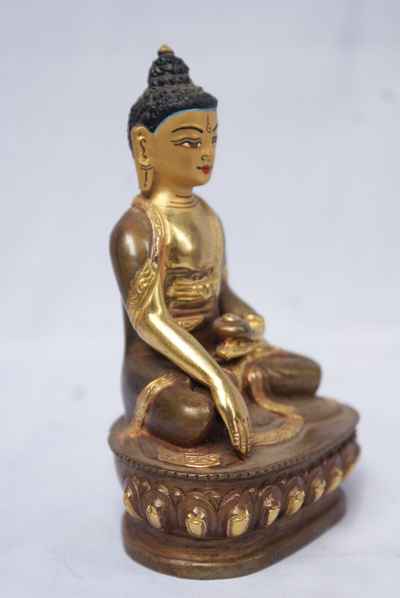 Shakyamuni Buddha Statue, [partly Gold Plated], [painted Face]