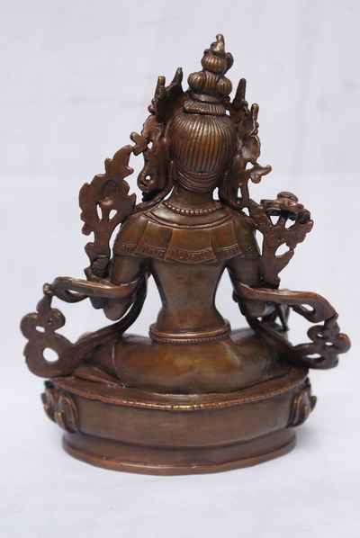 Green Tara Statue, [black Oxidized], [old Post], [remakable]