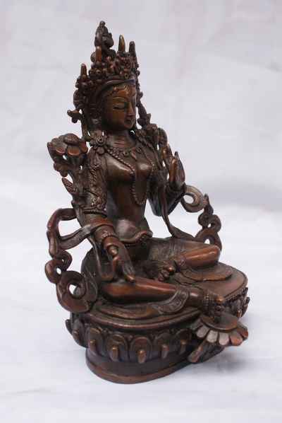 Green Tara Statue, [chocolate Oxidize], [old Post], [remakable]