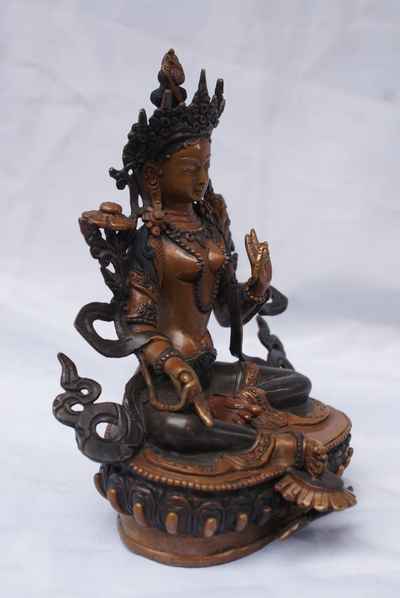 Green Tara Statue, [double Color Oxidize], [old Post], [remakable]