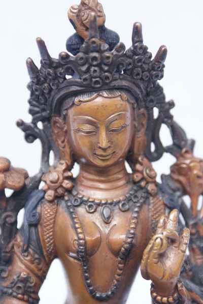 Green Tara Statue, [double Color Oxidize], [old Post], [remakable]