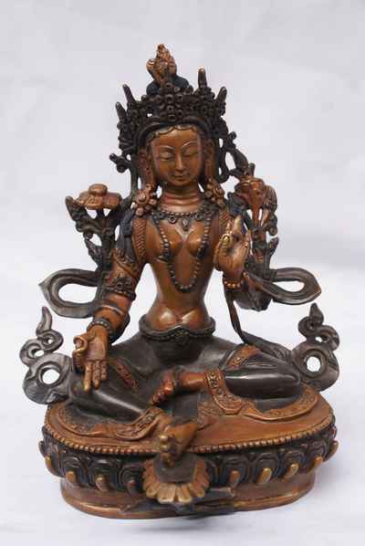 Green Tara Statue, [double Color Oxidize], [old Post], [remakable]