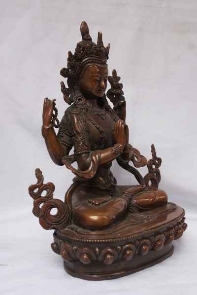 Avalokiteshvara Chenrezig Statue, [chocolate Oxidize], [old Post], [remakable]