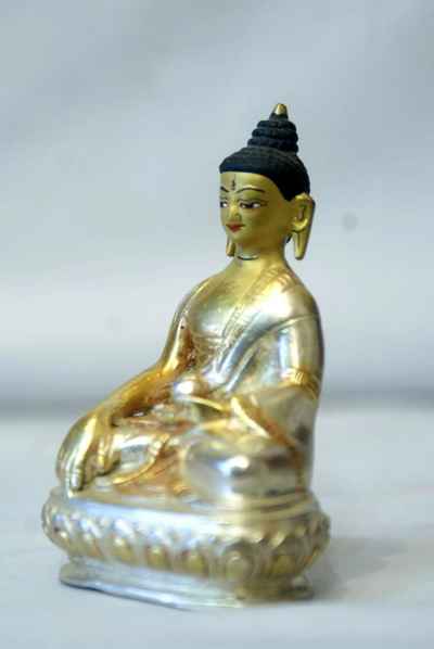 Shakyamuni Buddha Statue, [partly Gold Plated], [painted Face]