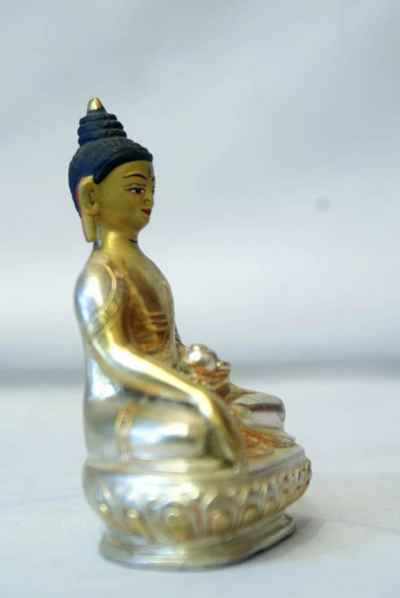 Shakyamuni Buddha Statue, [partly Gold Plated], [painted Face]