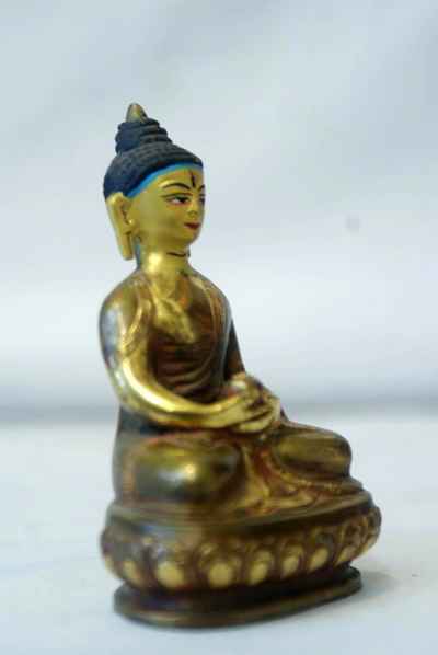 Amitabha Buddha Statue, [partly Gold Plated], [painted Face]