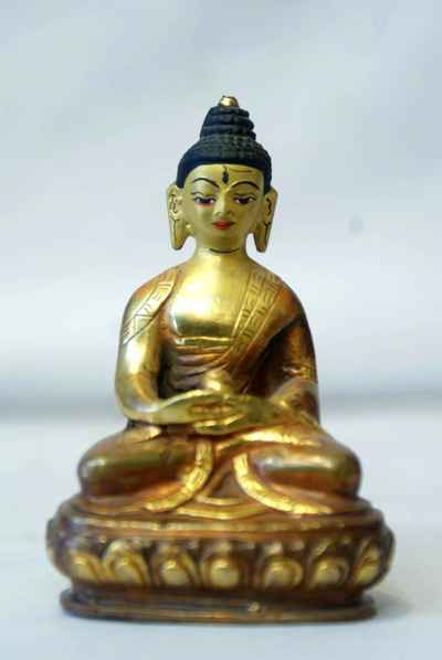 Amitabha Buddha Statue, [partly Gold Plated], [painted Face]