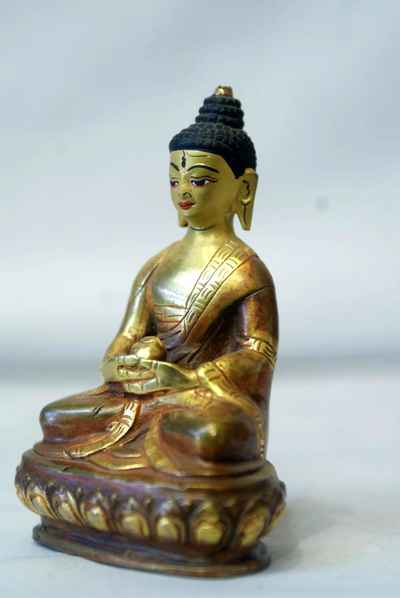 Amitabha Buddha Statue, [partly Gold Plated], [painted Face]