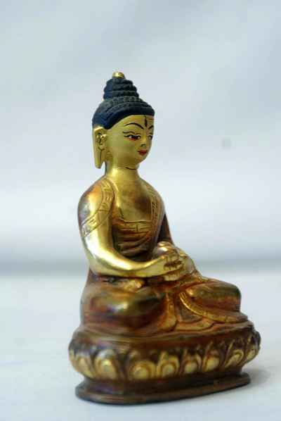 Amitabha Buddha Statue, [partly Gold Plated], [painted Face]