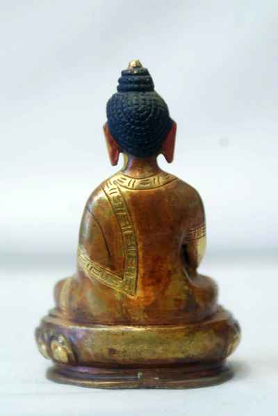 Amitabha Buddha Statue, [partly Gold Plated], [painted Face]