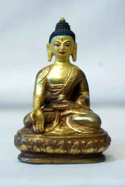 Ratnasambhava Buddha Statue, [partly Gold Plated], [painted Face]