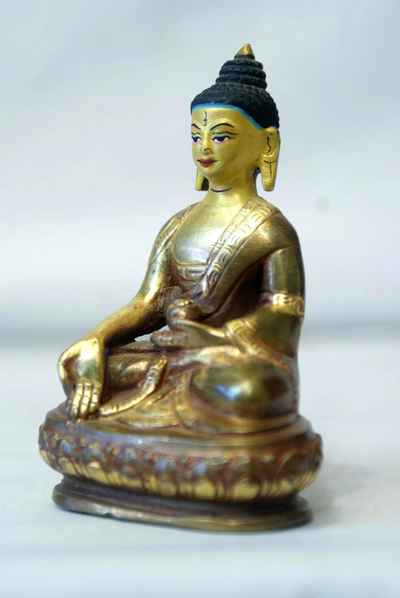 Ratnasambhava Buddha Statue, [partly Gold Plated], [painted Face]