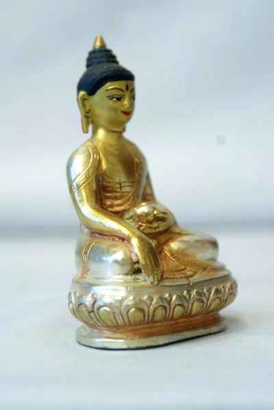 Shakyamuni Buddha Statue, [partly Gold Plated], [painted Face]