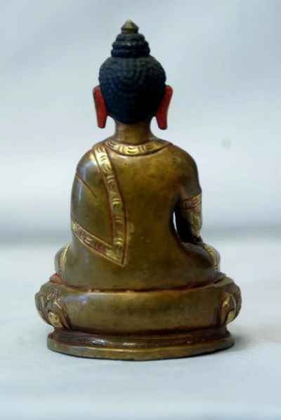 Shakyamuni Buddha Statue, [partly Gold Plated], [painted Face]