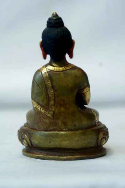 Amitabha Buddha Statue, [partly Gold Plated], [painted Face]