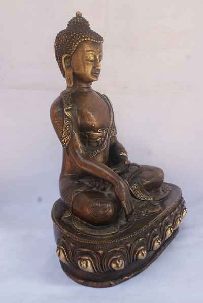 Shakyamuni Buddha Statue, [black Oxidized], [old Post], [remakable]