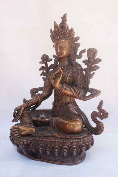 Green Tara Statue, [chocolate Oxidize], [sold]