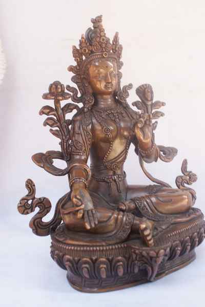 Green Tara Statue, [chocolate Oxidize], [sold]