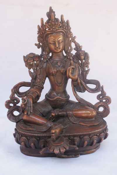 Green Tara Statue, [chocolate Oxidize], [old Post], [remakable]