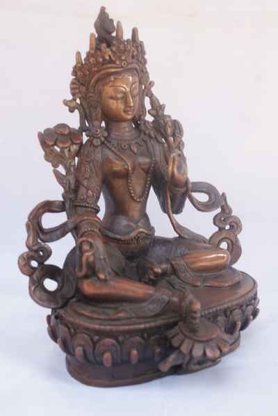 Green Tara Statue, [chocolate Oxidize], [old Post], [remakable]