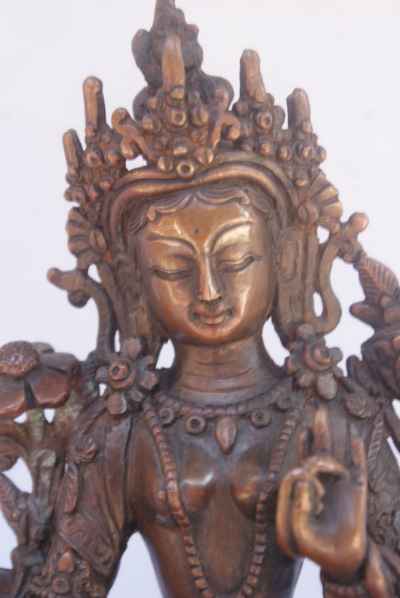 Green Tara Statue, [chocolate Oxidize], [old Post], [remakable]