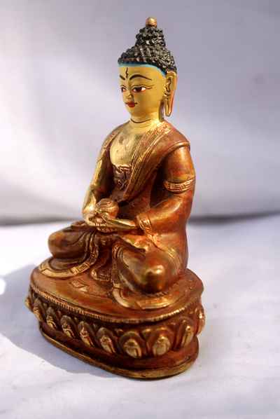 [best Price], Amitabha Buddha Statue, [partly Gold Plated], [painted Face],  For A Gift, Altars And Buddhist Ritual