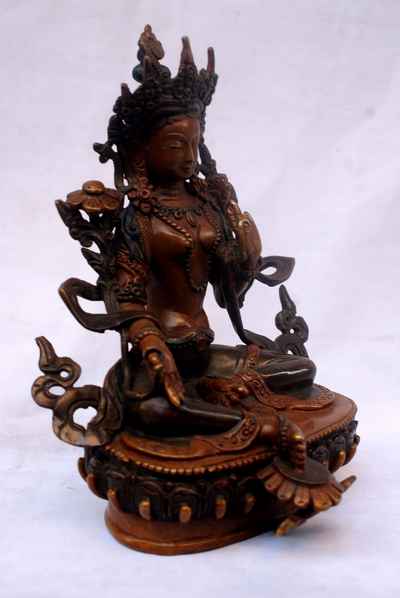 Green Tara Statue, [double Color Oxidize], [old Post], [remakable]