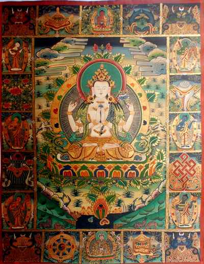 Avalokiteshvara Chenrezig Thangka, [sold]