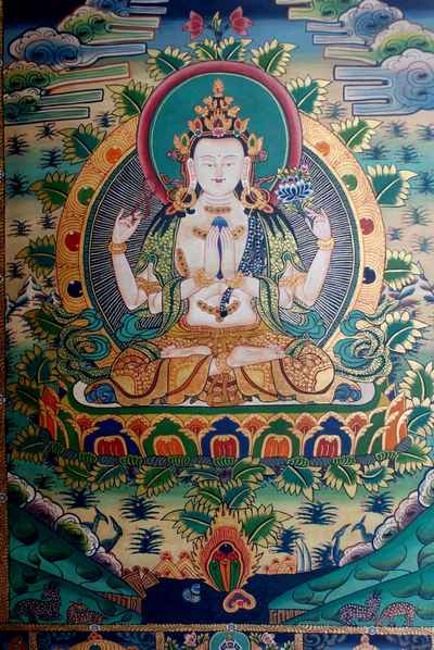 Avalokiteshvara Chenrezig Thangka, [sold]