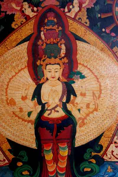 Sahasrabhuja Avalokitesvara Thangka With Pancha Buddha, [sold]