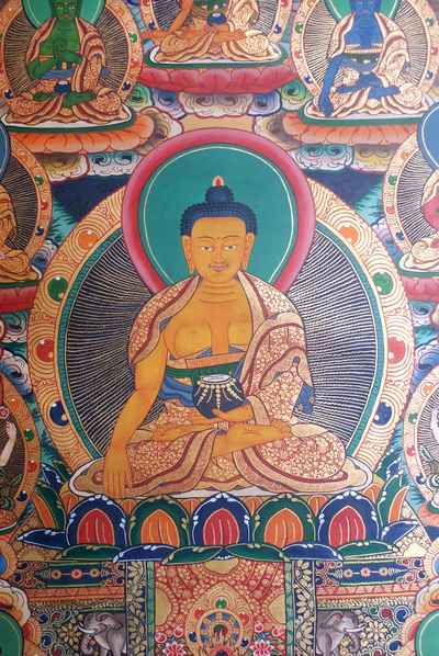 Shakyamuni Buddha Thangka In Traditional Color, [sold]