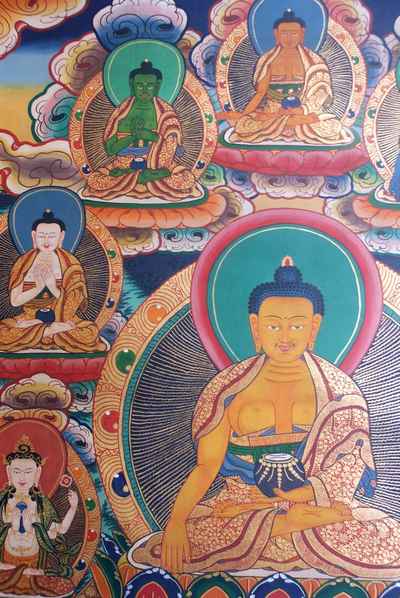 Shakyamuni Buddha Thangka In Traditional Color, [sold]