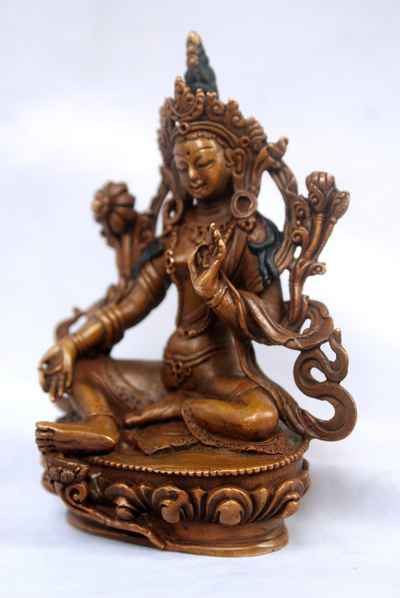 Green Tara Statue, [chocolate Oxidize], [old Post], [remakable]