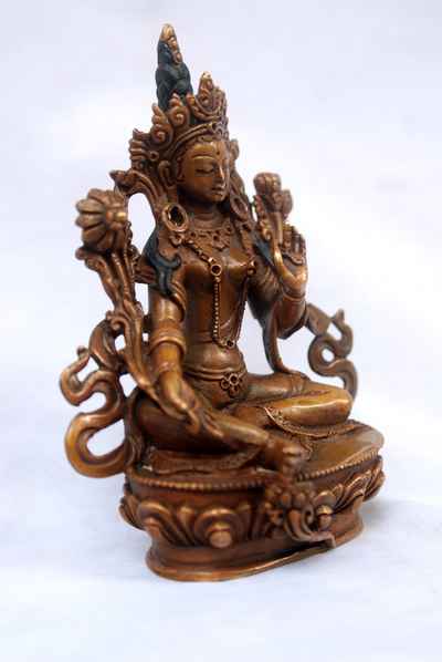 Green Tara Statue, [chocolate Oxidize], [old Post], [remakable]