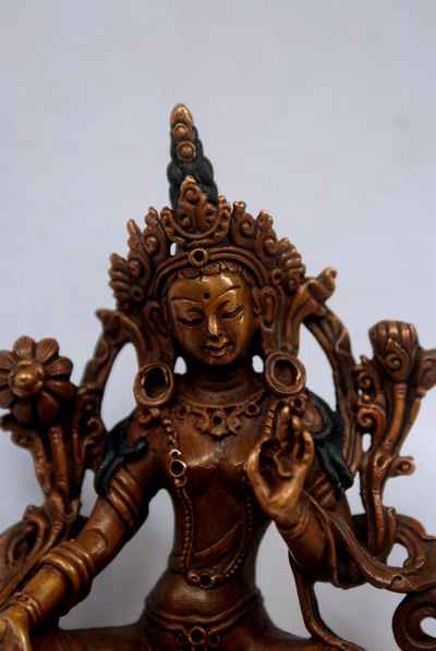 Green Tara Statue, [chocolate Oxidize], [old Post], [remakable]